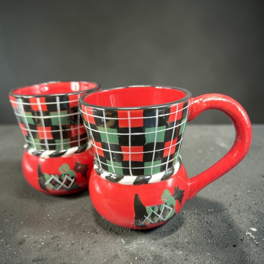 Roscher & Co SCOTTIE DOG COLLECTION Ceramic Coffee Mug Cup Set 2 Mugs‎ Cups VTG